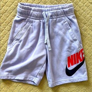 Nike Gray and Red Athletic Shorts with Elastic Waistband